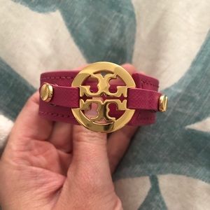 Tory Burch logo leather bracelet